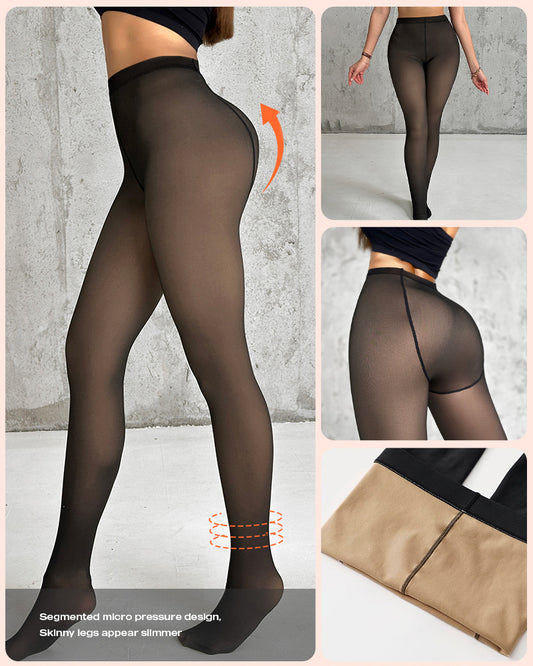 High Waist Translucent Tights Rip-Stop Pantyhose Sheer Stockings for Reinforced Toes