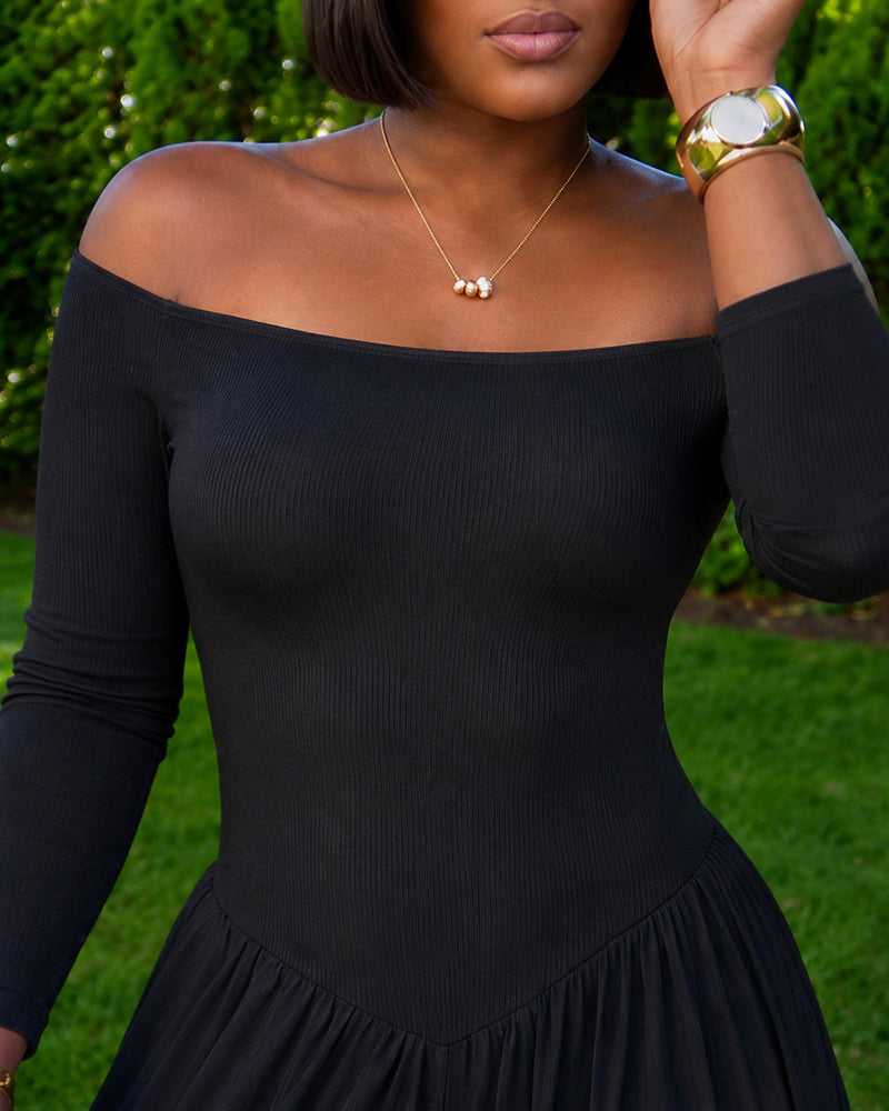 Women's Off Shoulder Long Sleeve Jumpsuit Sheer Chiffon Lantern Leg Overalls