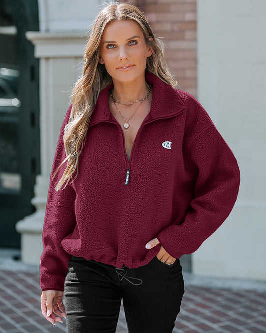 Lässiges Sweatshirt mit Stehkragen und Reißverschluss