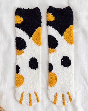1Pair Fluffy Cozy Animal Stripe Fuzzy Socks