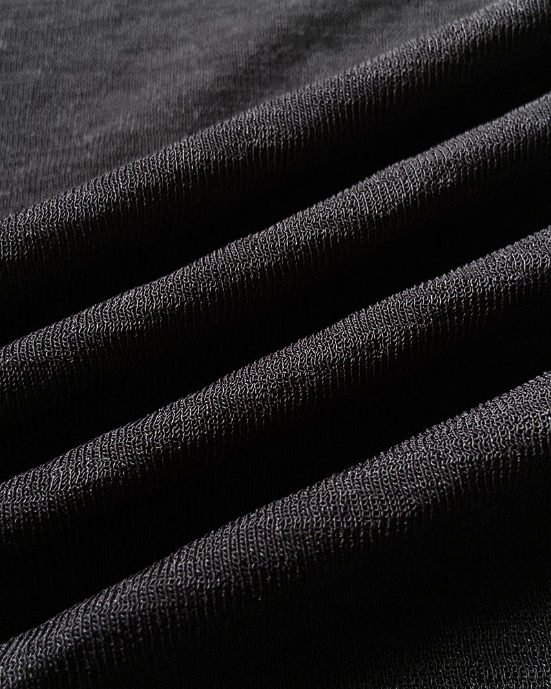 Round Neck Cap Sleeve Semi-Sheer Minimalist Slim Fit Top