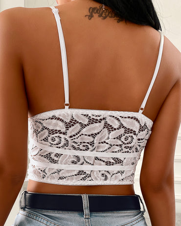 Guipure Lace V Neck Spaghetti Strap Top