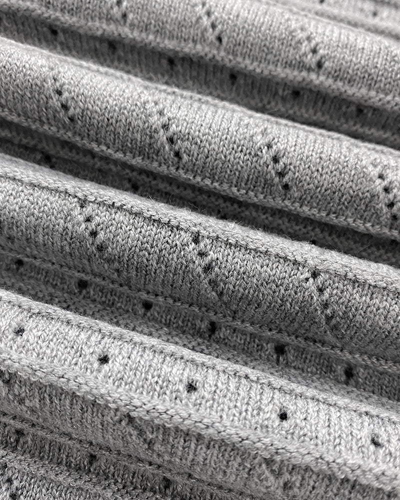 V-Neck Hollow Out Long Sleeve Knit Dress