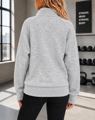 Women's Half Zip Casual Loose Long Sleeve Pullover Sweatshirt
