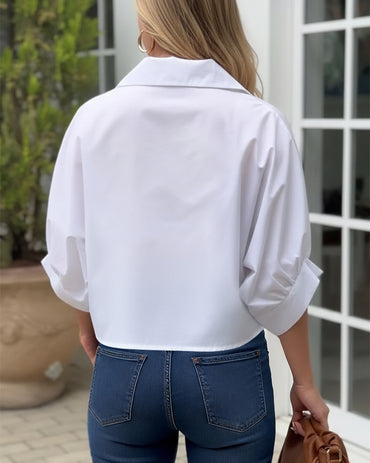 Vintage Palace Style Turn-down Collar Batwing Sleeve Golden Floral Button Front Blouse Casual Knot Front Loose Fit Top