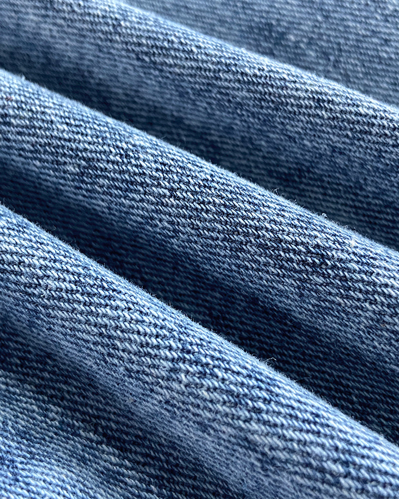 Vintage Turn-down Collar Button Front Seam Design Distressed Crop Coat Casual Flap Pockets Design Cinched Waist Washed Denim Coat