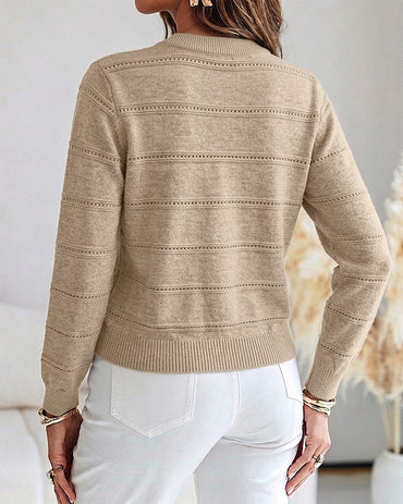 Cárdigan corto de punto con cuentas de perlas para mujer, elegante, calado, con botones y estilo informal