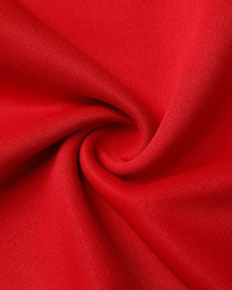 Christmas Santa Claus Pattern Sequin Patch Oversized Sweatshirt Zipper Side Slit Pullover Top