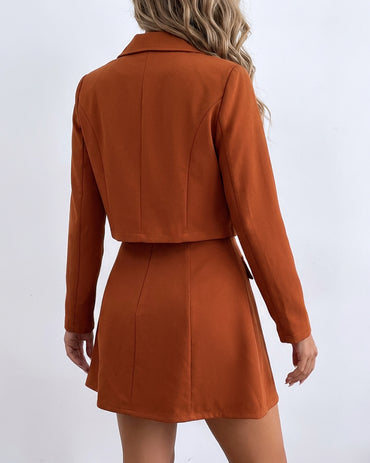 Women's 2 Piece Set Adjustable Strap Button Decor A-Line Cami Mini Dress and Cropped Blazer