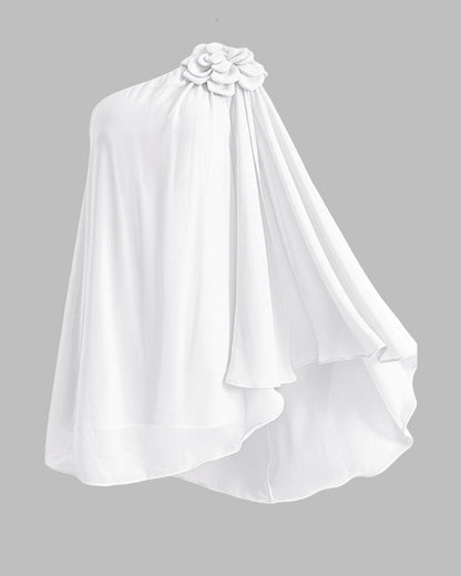 One Shoulder Sleeveless 3D Flower Decor Mini Dress Casual A Line Vacation Dress