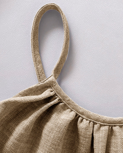 Womens Spaghetti Strap Drawstring Tied Waist Jumpsuit Casual Overalls