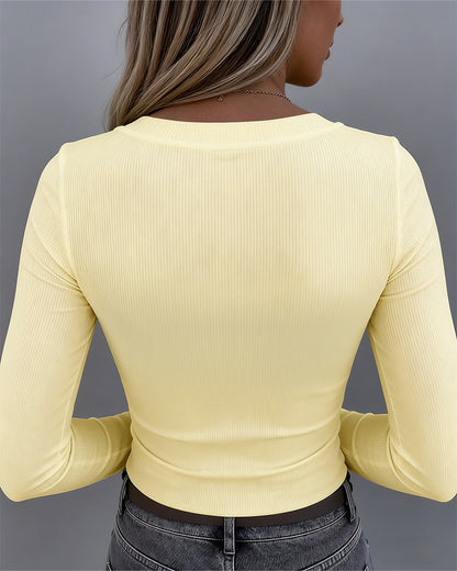 Women's Square Neck Long Sleeve Top Rhinestone Ribbed Knit Shirt Slim Fit Casual Sparkly Tee
