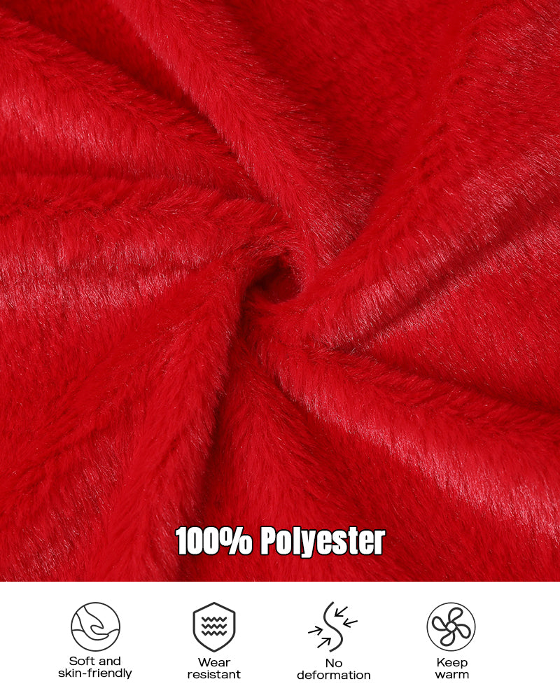 Zipper Pocket Design Shirred Fuzzy Trim Fleece Lined Hooded Puffer Jacket