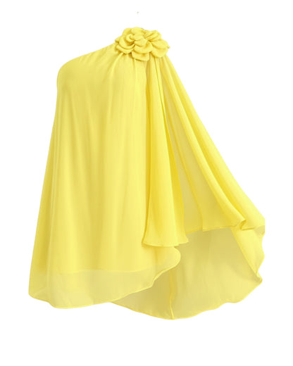 One Shoulder Sleeveless 3D Flower Decor Mini Dress Casual A Line Vacation Dress