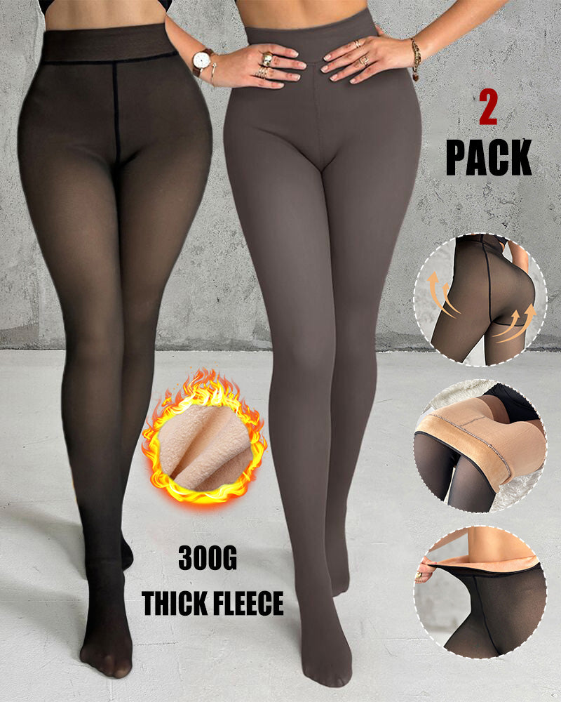 ChicMe ShapeLift 2-Piece Magic Thick Fleece Lined Leggings High Waist Thermal Pantyhose Warm Leggings 3 Shades（Size Regular/Large/Extra Large）