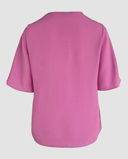 2 Pieces V Neck Button Decor Bell Sleeve Top and Casual Drawstring Stechy Waist Shorts Set