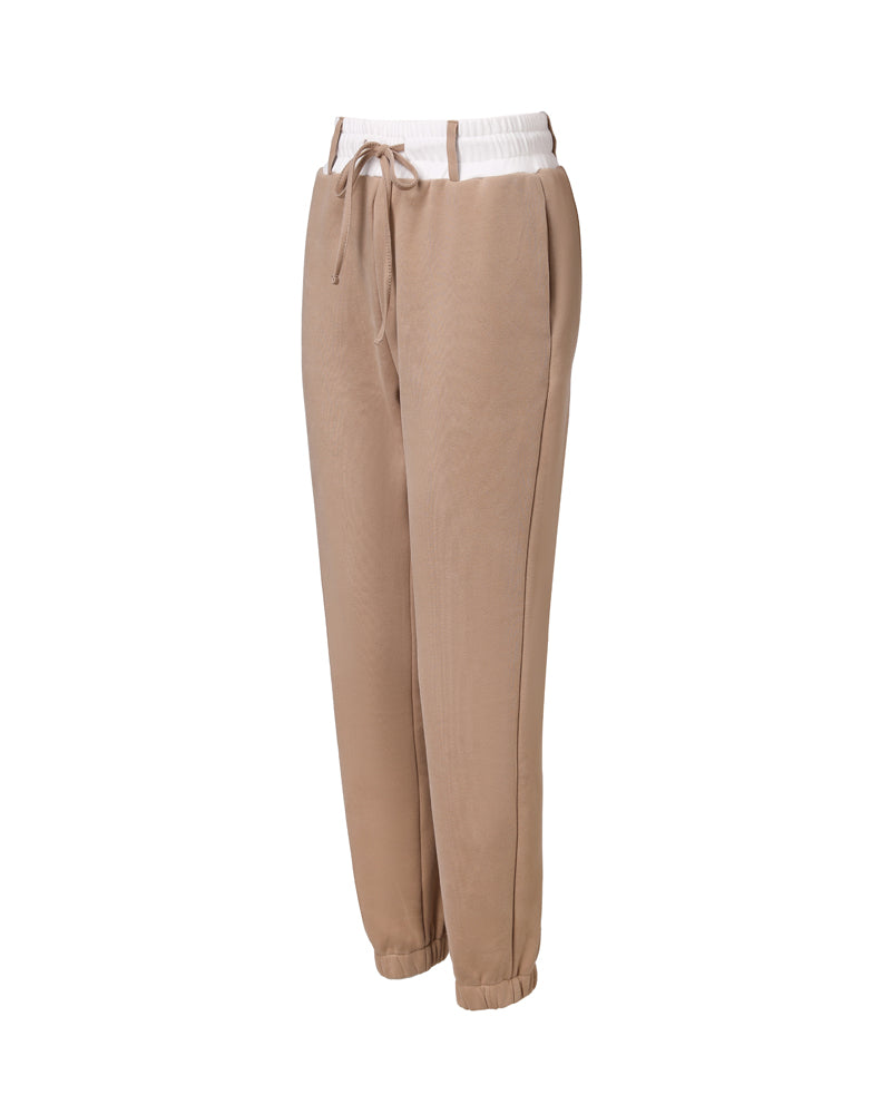 Stretchy Waist Pocket Design Cuffed Sweatpants