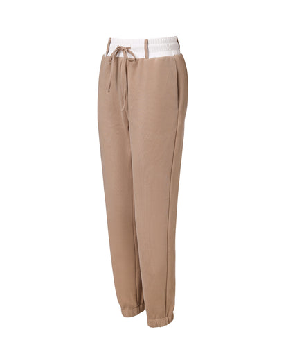 Stretchy Waist Pocket Design Cuffed Sweatpants