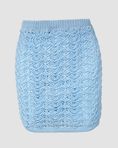 2 Pieces Outfit Deep V Neck Flare Sleeve Half Pearl Button Front Slit Top And Elastic Waist Skirt Set Casual Slim Fit Knit Set