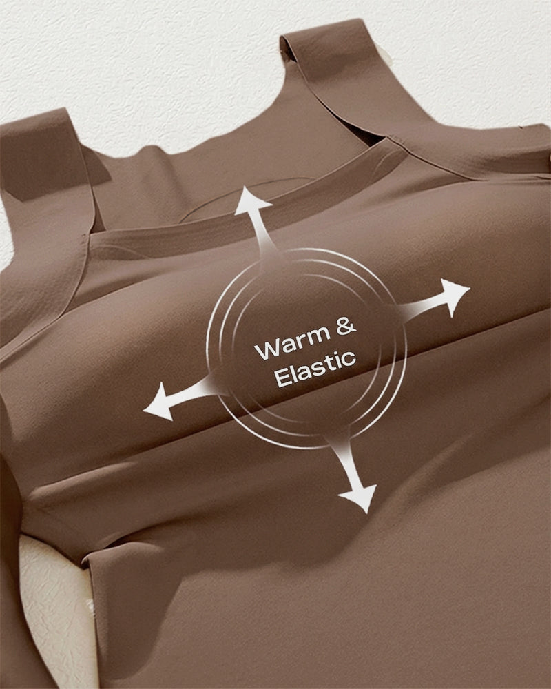 Ärmelloses Tanktop mit U-Ausschnitt, nahtlosem, schmalem Layering-Top und integriertem BH