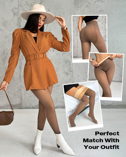 Chicme Shapelift 2 Piece Magic Fleece Lined Leggings Tight Thin Fleece Thermal Pantyhose Warm Leggings（Size Regular/Large/Extra Large）