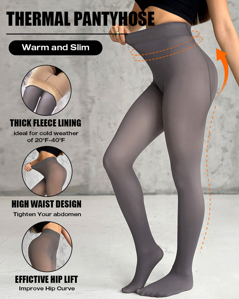ChicMe ShapeLift 2-Piece Magic Thick Fleece Lined Leggings High Waist Thermal Pantyhose Warm Leggings 3 Shades（Size Regular/Large/Extra Large）