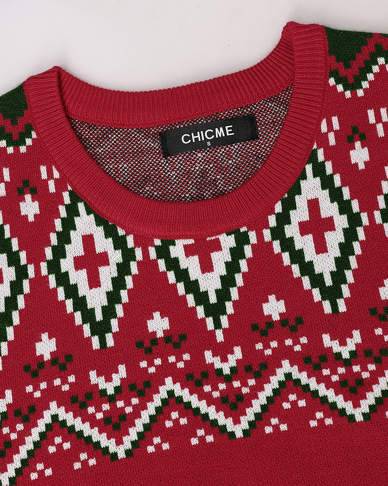 Christmas Aztec Geometric Pattern Knit Sweater