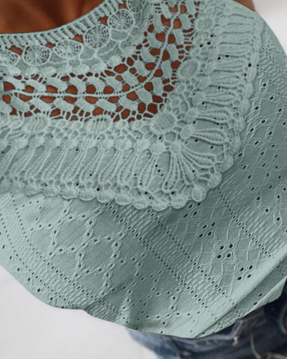 Halter Lace Up Water Soluble Lace Trim Sleeveless Tank Jacquard Casual Slim Fit Knit Top