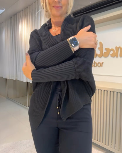 Lapel Batwing Sleeve Casual Cardigan Open Front Sweater (ONLY)