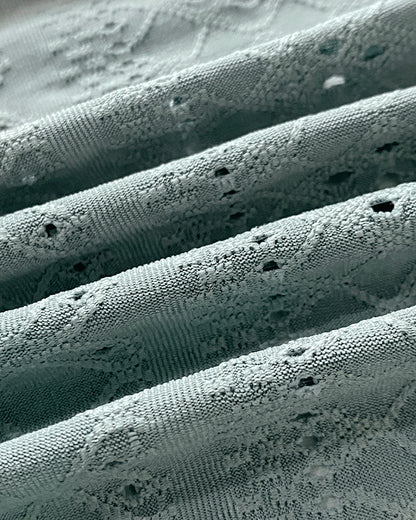 Adjustable Halter Hollow-out Back Ruched Front Slit Dress Guipure Lace Yoke Eyelet Embroidery Vacation Dress