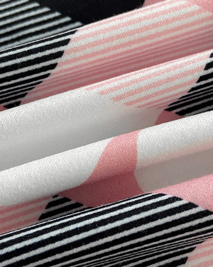 2 Pieces Outfit Floral Print Short Sleeve Top and Casual Plaid Heart Pattren Lounge Pants Set