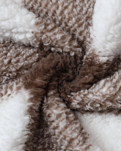 Plaid Pattern Oversized Fleece Jacket Teddy Bear Coat Open Front Batwing Sleeve Fuzzy Cardigan