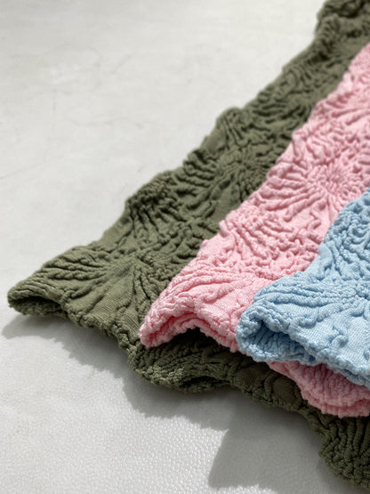 3-Pack Wide Strap Tank Tops Lettuce Trim Cami Tops with Floral Jacquard