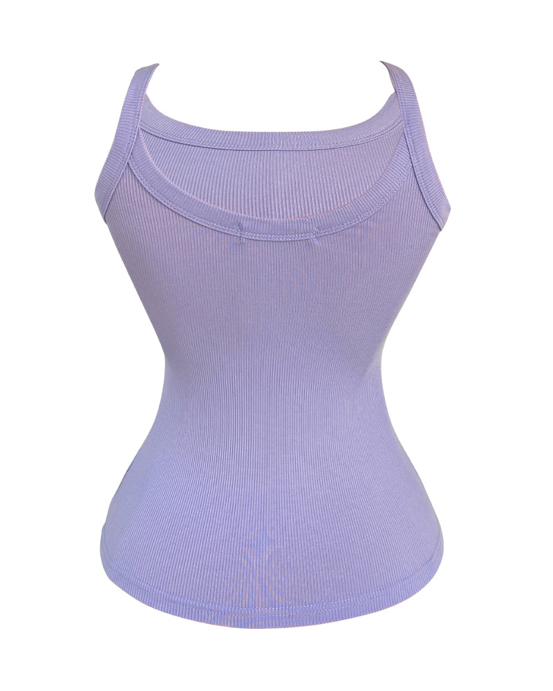 Scoop Neck Spaghetti Strap Ribbed Top Casual Sleeveless Slim Fit Tank