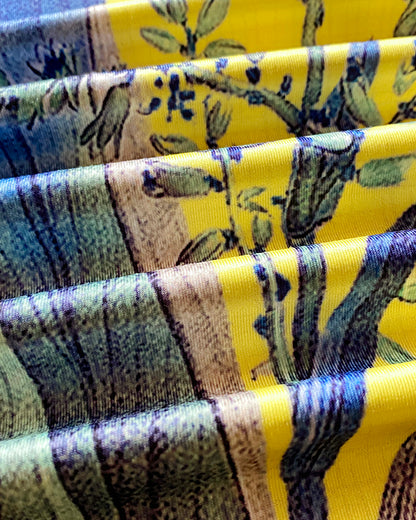 2 Pieces Outfit Plants Print Cold Shoulder Batwing Sleeve Top and Casual Wide Leg Pants Set