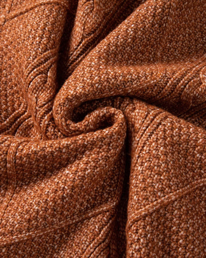 Round Neck Long Sleeve Drop Shoulder Pullover Sweater Casual Loose Fit Cable Knit Mid Length Sweater