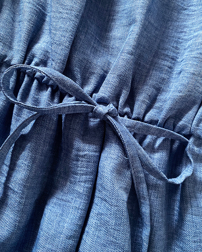 Womens Spaghetti Strap Drawstring Tied Waist Jumpsuit Casual Overalls