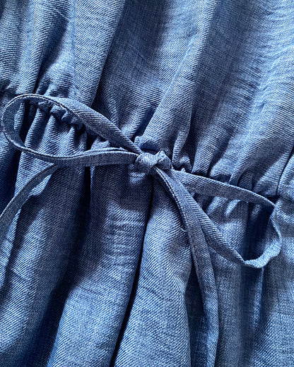 Womens Spaghetti Strap Drawstring Tied Waist Jumpsuit Casual Overalls