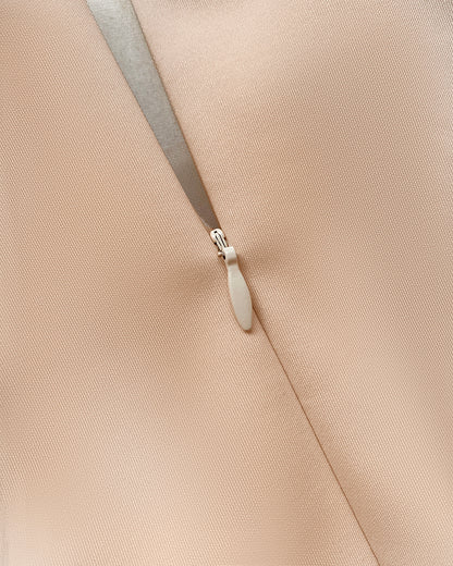 Bowknot Decor Deep V-Neck Sleeveless Slit Party Dress Ruched Zipper Back Slim Fit Midi Dress