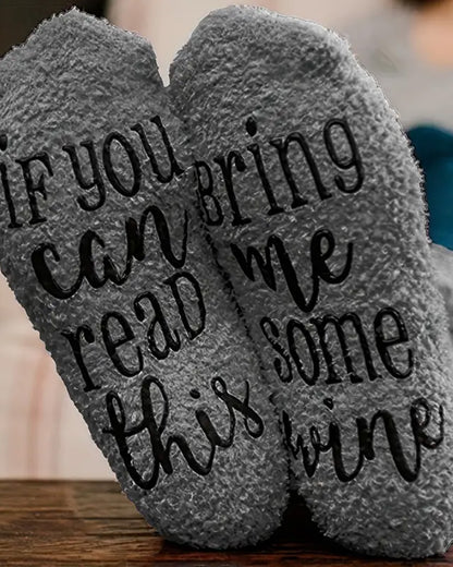 1Pair Funny Letter Print Crew Socks