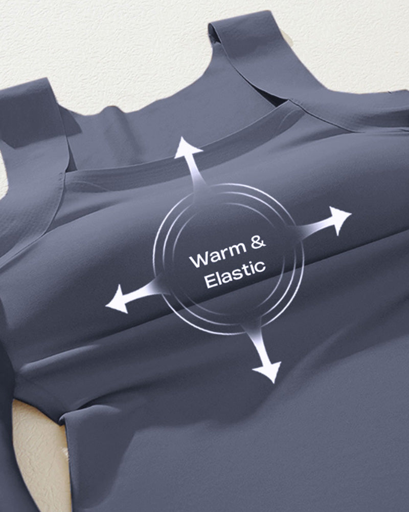 U-Neck Sleeveless Tank Seamless Skinny Layering Top with Built-In Bra