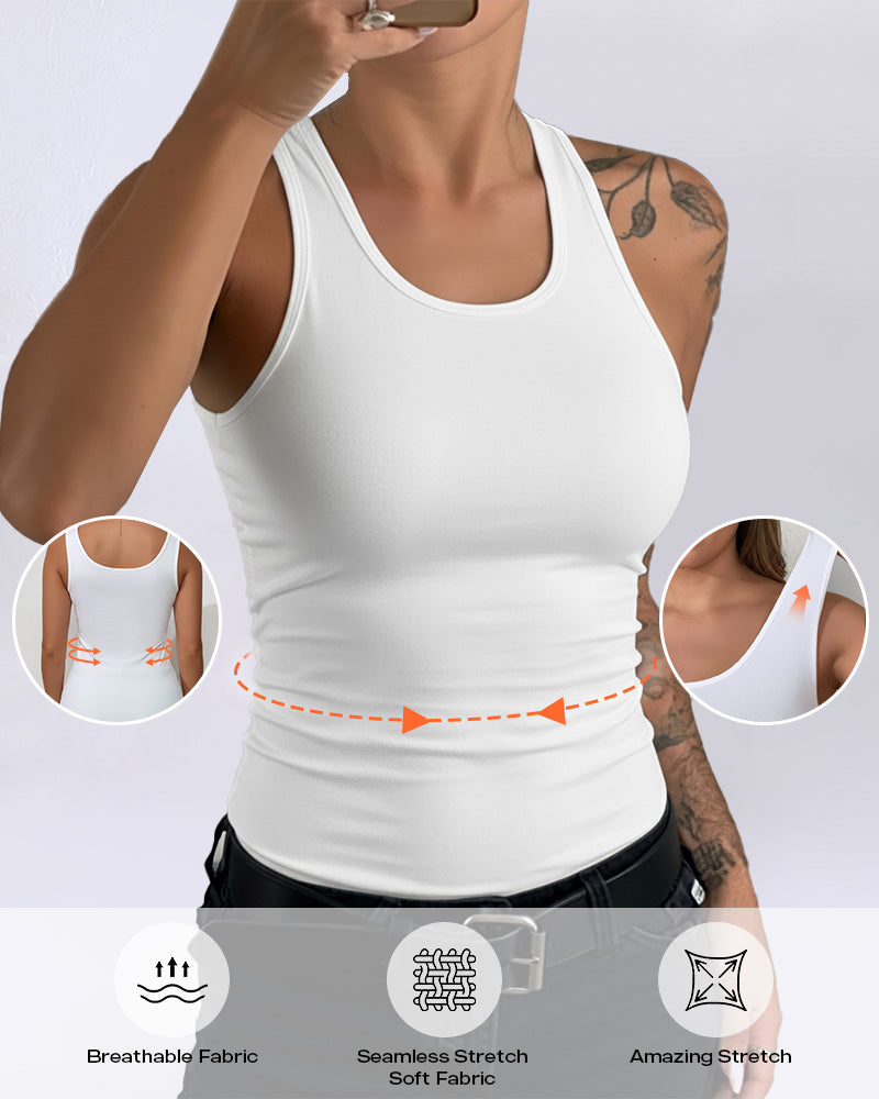 Women U-Neck Tummy Control Compression Tank Top Seamless Camisole Body Shaper Tanks for Women