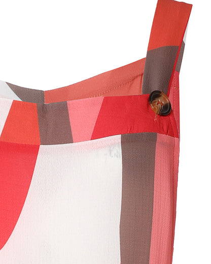 Geo Print Wide Leg Suspender Jumpsuit