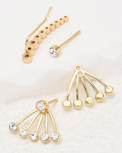 3pcs Faux Zircon Stud Earrings & Ear Climbers Set