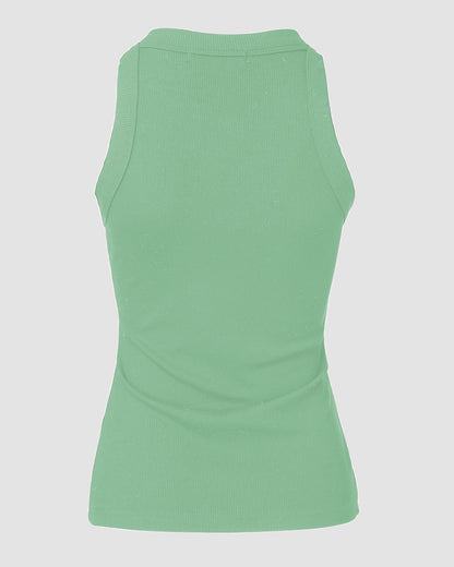 Rhinestone Contrast Sequin Keyhole Neck Sleeveless Slim Fit Elasticity Ribbed Top Elegant Tank