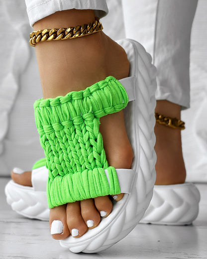 Braided Cutout Round Toe Casual Slippers