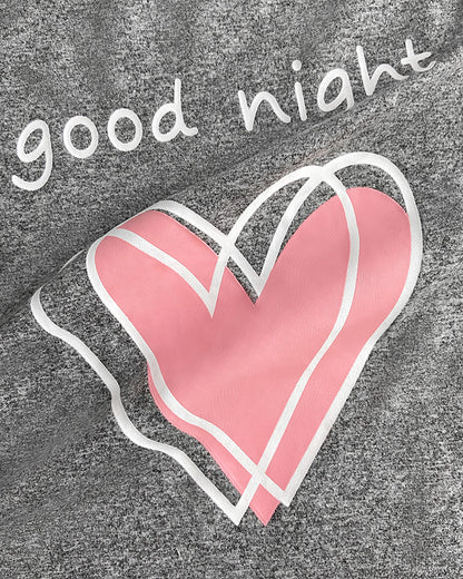 2 Pieces Outfit Floral Print Short Sleeve Top and Casual Plaid Heart Pattren Lounge Pants Set