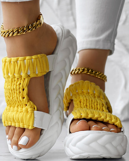 Braided Hollow Out Slippers Summer Sandals