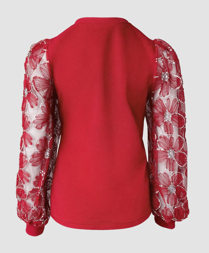 Lace Floral Open Front Long Sleeve Casual Button T-shirt