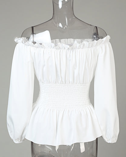 Off Shoulder Lace Up Front Casual Blouse